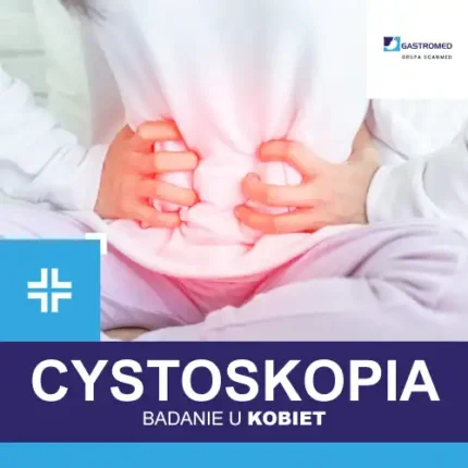 dr Paweł Iberszer, cystoskopia u kobiet, kobieta trzymająca się za brzuch, Gastromed, Scanmed