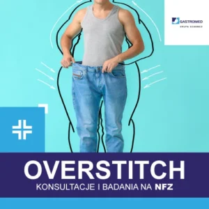 OverStitch - konsultacje i badania na NFZ, zdjęcie mężczyzny w zbyt dużych spodniach - grafika sugeruje dużą utratę wagi, ZOZ Gastromed Lublin, Grupa Scanmed