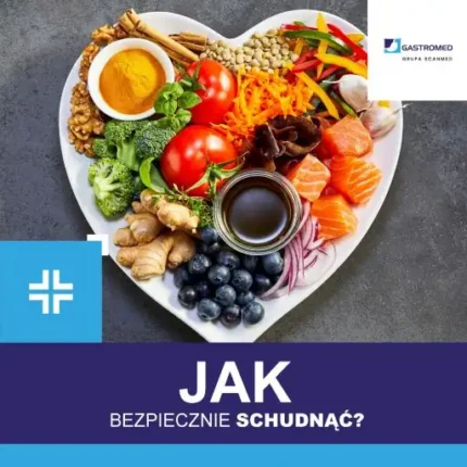 Jak bezpiecznie schudnąć? Gastromed, Scanmed, na zdjęciu talerz w kształcie serca z wieloma poktukami