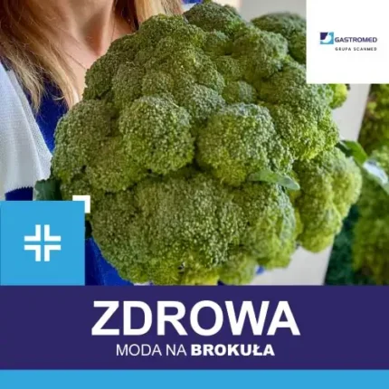 Moda na brokuły, Gastromed, Scanmed, na zdjęciu: kobieta trzymająca duży brokuł