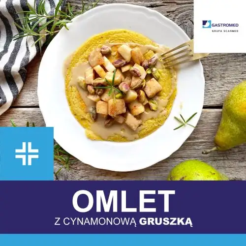 Przepis - omlet z cynamonową gruszką, mgr Patrycja Łukanty, dietetyk kliniczny, ZOZ Gastromed, Grupa Scanmed, zdjęcie potrawy