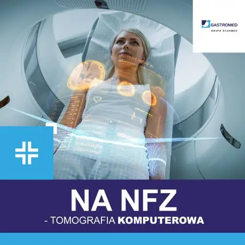 Tomografia komputerowa na NFZ, bezpłatnie w ZOZ Gastromed Lublin, Grupa Scanmed, młoda kobieta podczas badania