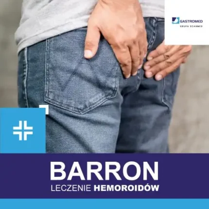 Leczenie hemoroidów, Gastromed, Gastromed, Scanmed, mężczyzna trzymający się za pośladki