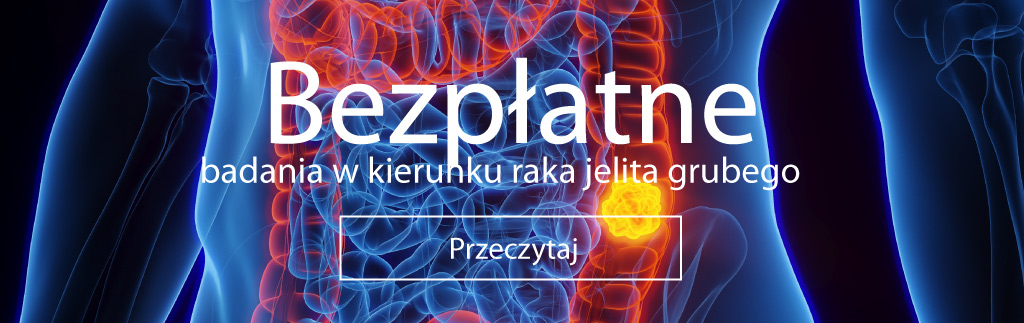 Badania przesiewowe, na zdjęciu układ pokarmowy człowieka z zaznaczonym rakiem jelita grubego