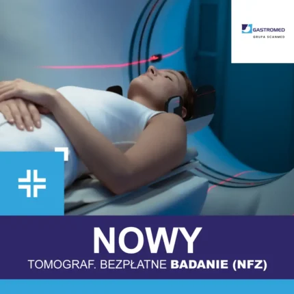 ZOZ Gastromed Lublin, Grupa Scanmed, nowy tomograf, NFZ, na zdjęciu młoda kobieta podczas tomografii