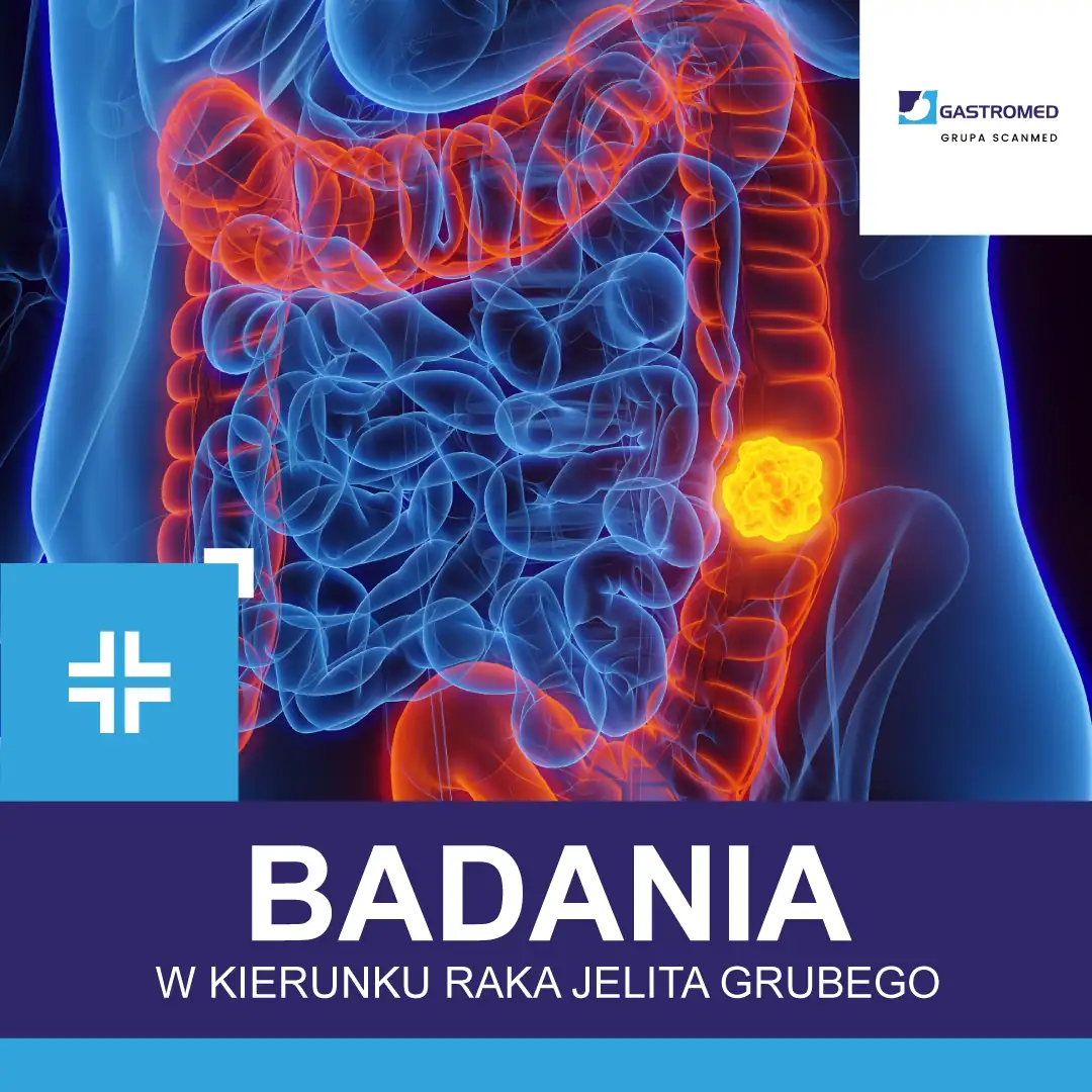 Program badań przesiewowych, na zdjęciu schemat człowieka, jelita, Gastromed, Scanmed